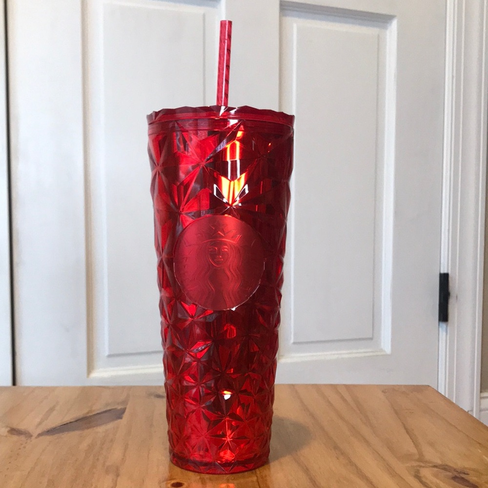 Starbucks Geometric Red Tumbler with Straw